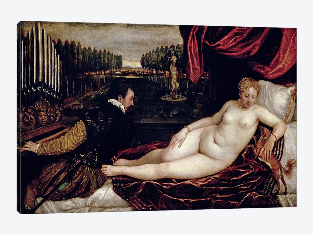 Venus and the Organist, c.1540-50  by Titian 1-piece Art Print