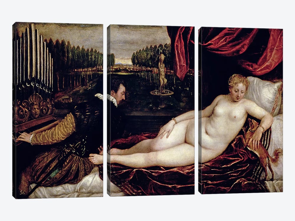Venus and the Organist, c.1540-50  by Titian 3-piece Art Print