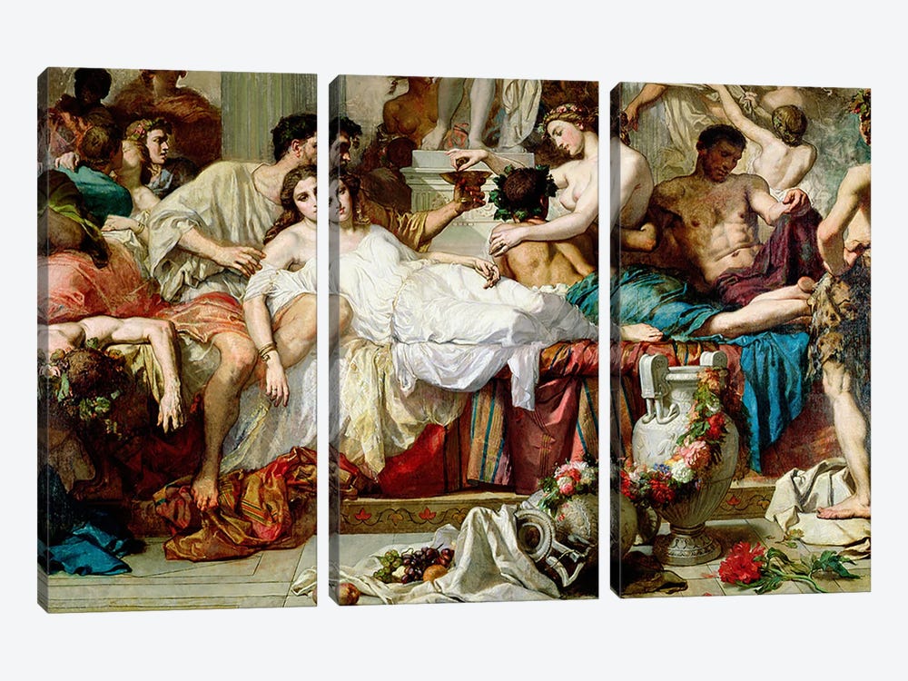The Romans of the Decadence, detail of the central group, 1847   by Thomas Couture 3-piece Canvas Art Print