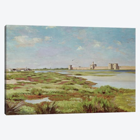 The City Walls of Aigues-Mortes, 1867  Canvas Print #BMN2636} by Jean Frederic Bazille Canvas Artwork