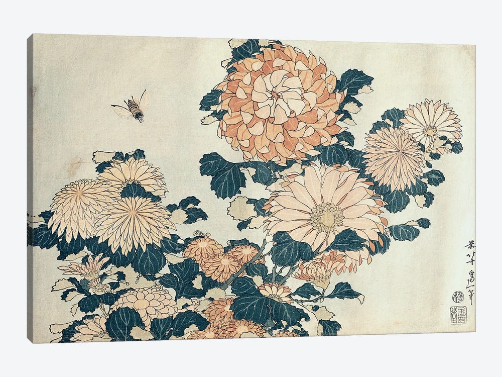 Chrysanthemums  by Katsushika Hokusai 1-piece Canvas Print