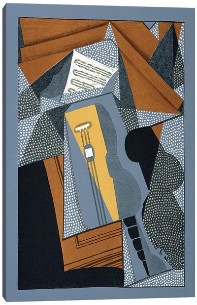 The Guitar, illustration for the poem 'Au soleil du plafond', by Pierre Reverdy  Canvas Art Print - Cubism Art