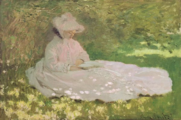 Reading: Springtime, 1872  by Claude Monet