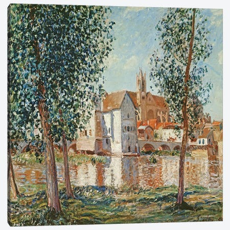 The Loing at Moret, September Morning  Canvas Print #BMN2660} by Alfred Sisley Canvas Wall Art