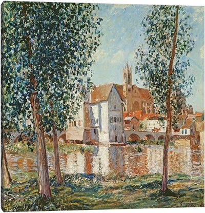 The Loing at Moret, September Morning  Canvas Art Print - Alfred Sisley