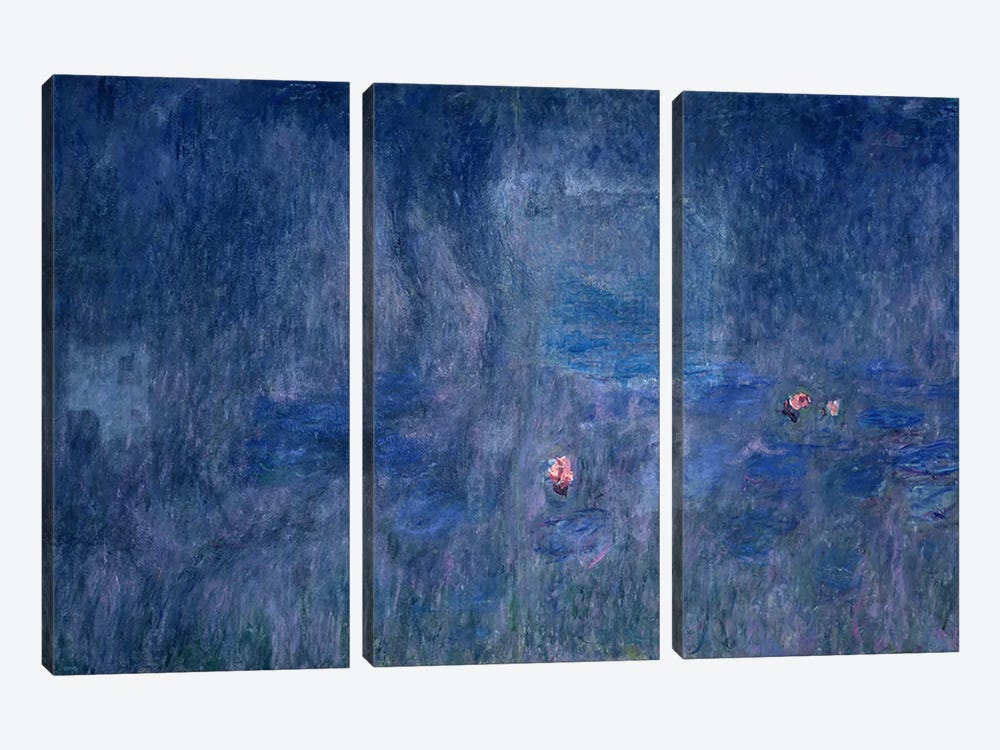Waterlilies: Reflections of Trees, detail from the central section, 1915-26  by Claude Monet 3-piece Canvas Artwork