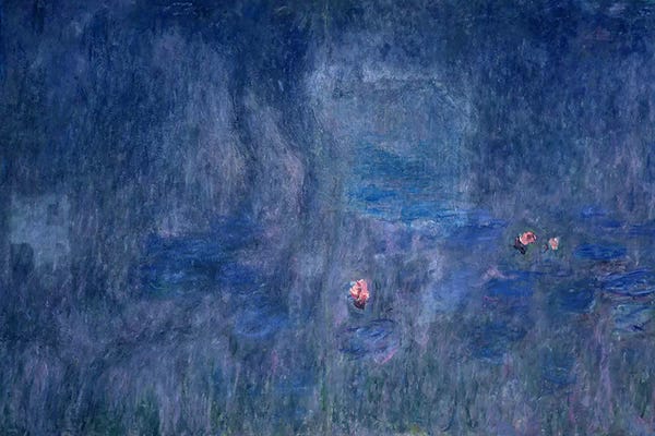 Claude Monet: Waterlilies: Reflections of Trees, detail from the central section, 1915-26  by Claude Monet