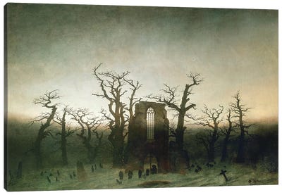 The Abbey In The Oakwood, 1810  Canvas Art Print - Romanticism Art