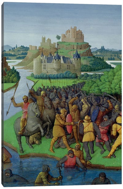 Ms Fr 247 fol.270 Battle between the Maccabees and the Bacchides, illustration from 'Antiquites Judaiques', c.1470  Canvas Art Print