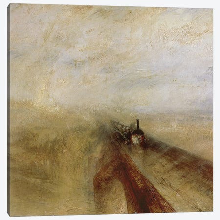 Rain Steam and Speed, The Great Western Railway, painted before 1844   Canvas Print #BMN2706} by J.M.W. Turner Canvas Wall Art