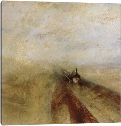 Rain Steam and Speed, The Great Western Railway, painted before 1844   Canvas Art Print - Train Art