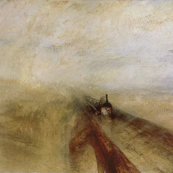 J.M.W. Turner: Rain Steam and Speed, The Great Western Railway, painted before 1844   by J.M.W. Turner