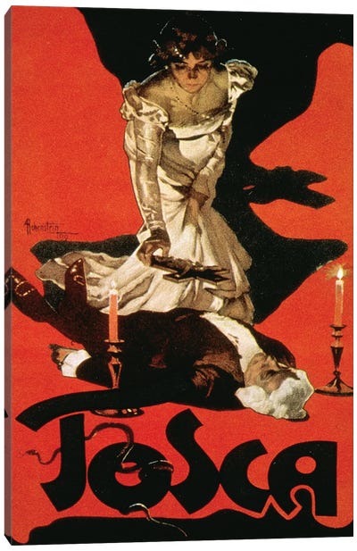 Poster advertising a performance of Tosca, 1899  Canvas Art Print