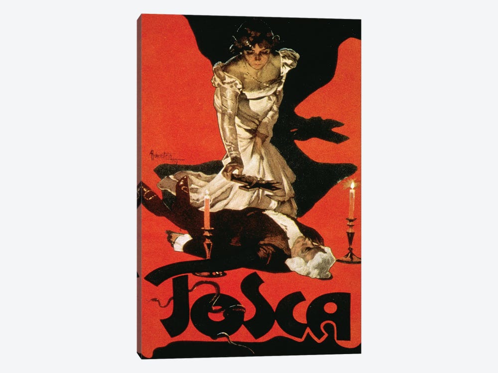 Poster advertising a performance of Tosca, 1899  by Adolfo Hohenstein 1-piece Canvas Art Print
