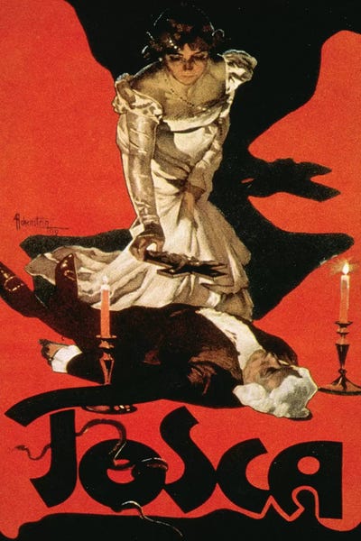Art Nouveau: Poster advertising a performance of Tosca, 1899  by Adolfo Hohenstein