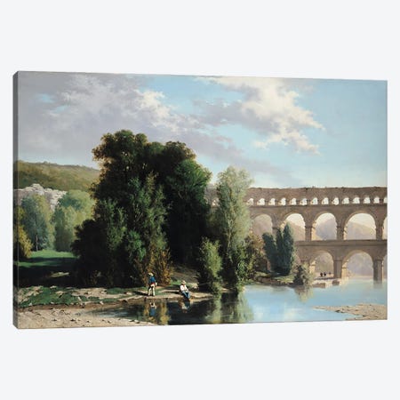 View of the Pont du Gard, 1859  Canvas Print #BMN2720} by Henri Marie Poinsot Art Print