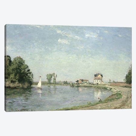 At the River's Edge, 1871  Canvas Print #BMN2729} by Camille Pissarro Canvas Art Print