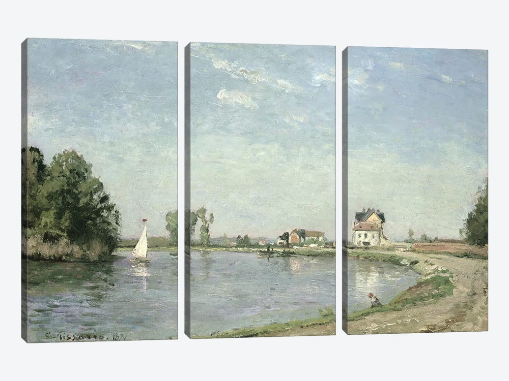 At the River's Edge, 1871  3-piece Canvas Print