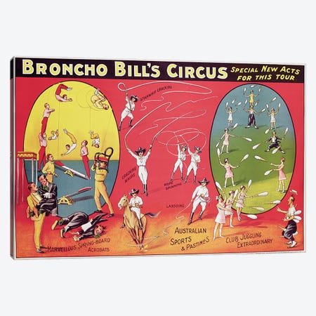 Broncho Bill's Circus, Birmingham c.1890-1910  Canvas Print #BMN272} by English School Canvas Print