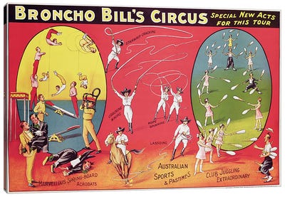 Broncho Bill's Circus, Birmingham c.1890-1910  Canvas Art Print