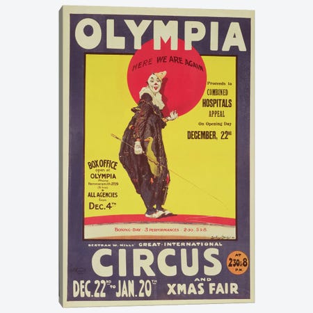 Bertram Mills circus poster, 1922  Canvas Print #BMN273} by Dudley Hardy Canvas Print