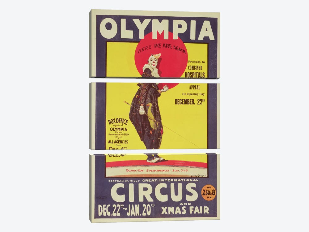 Bertram Mills circus poster, 1922  by Dudley Hardy 3-piece Canvas Art