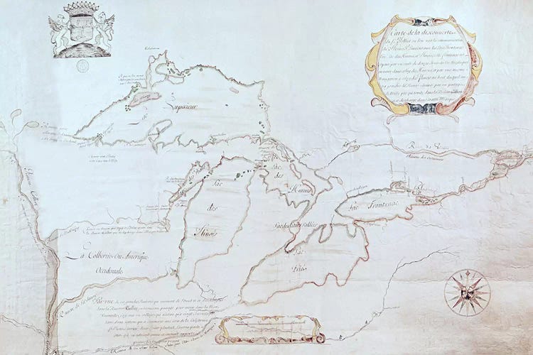 Map of the Great Lakes  by Jolliet wall art