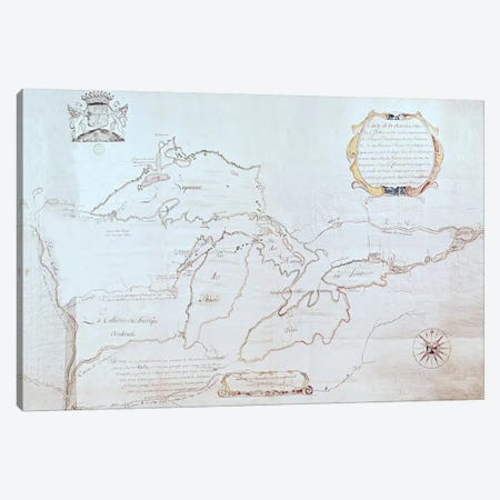 Map of the Great Lakes  Canvas Print #BMN2761} by Jolliet Art Print
