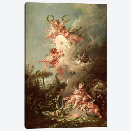Cupid's Target, from 'Les Amours des Dieux', 1758  Canvas Print #BMN2768} by Francois Boucher Art Print