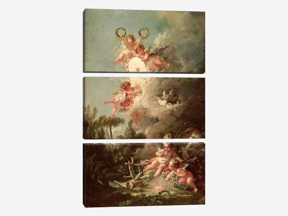 Cupid's Target, from 'Les Amours des Dieux', 1758  by Francois Boucher 3-piece Canvas Art