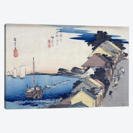 Kanagawa, dai no kei (Kanagawa: View of the Embankment) Canvas Print #BMN2777} by Utagawa Hiroshige Canvas Print