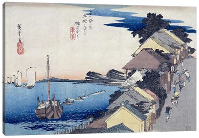 Kanagawa, dai no kei (Kanagawa: View of the Embankment) Canvas Art Print - Utagawa Hiroshige