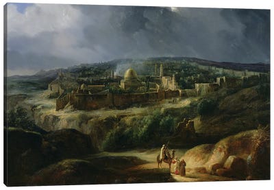 View of Jerusalem from the Valley of Jehoshaphat, 1825  Canvas Art Print - Israel