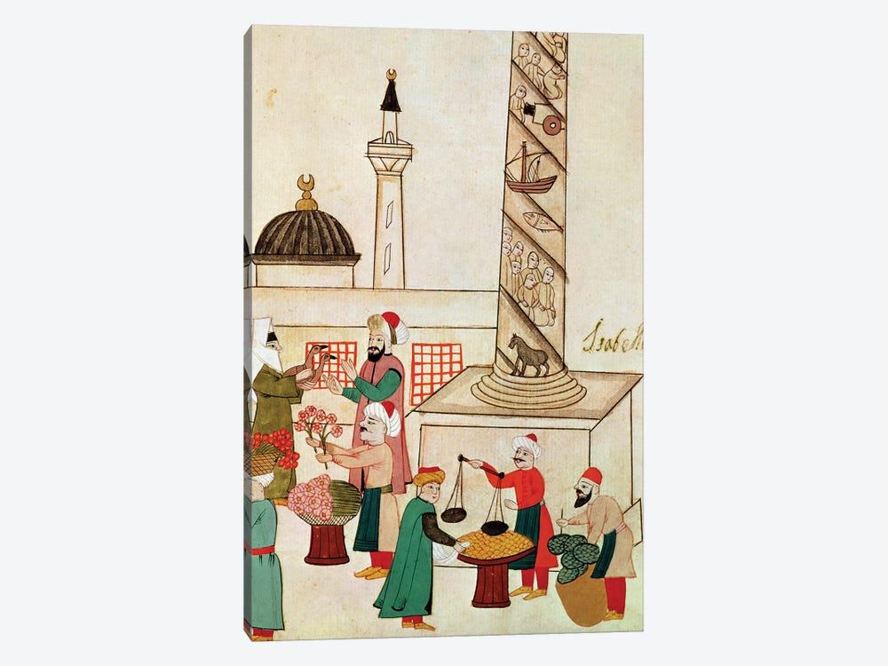 Ms 1671 A Bazaar in Istanbul, c.1580  by Islamic School 1-piece Canvas Wall Art