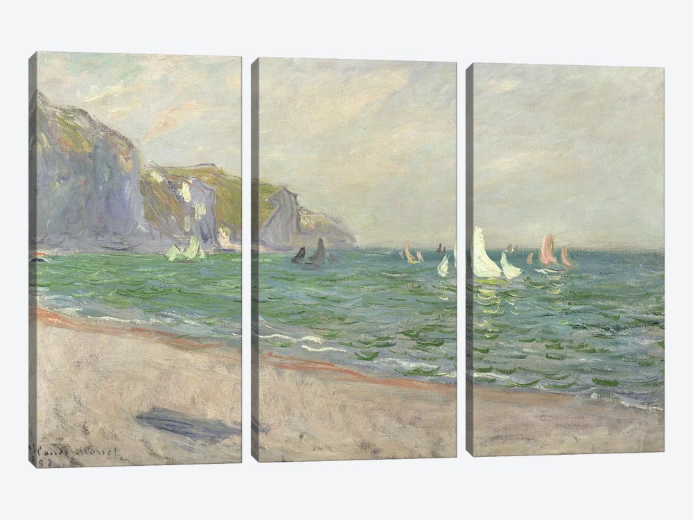Boats below the Cliffs at Pourville, 1882  3-piece Canvas Print