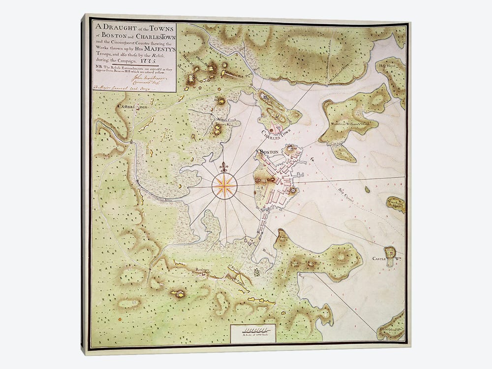 Plan of Towns of Boston and Charlestown, 1775  by English School 1-piece Canvas Artwork