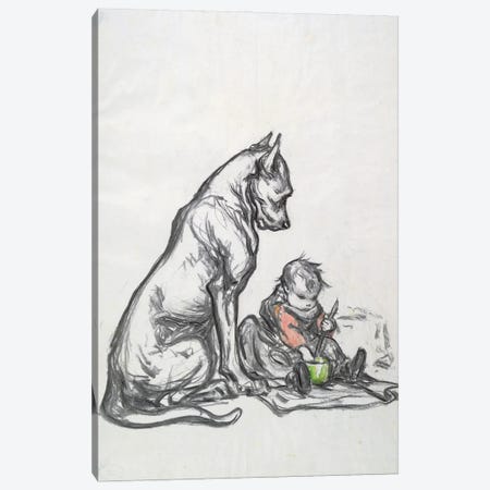 Dog and child, early 20th century  Canvas Print #BMN2818} by Robert Noir Art Print
