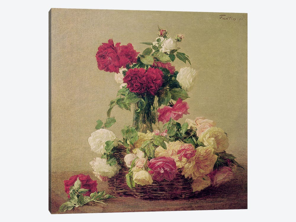 Roses, 1891  by Ignace Henri Jean Theodore Fantin-Latour 1-piece Canvas Wall Art