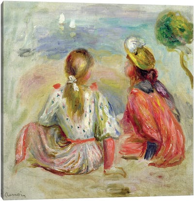 Young Girls on the Beach, c.1898  Canvas Art Print - Pierre Auguste Renoir