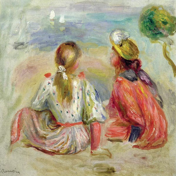Pierre-Auguste Renoir: Young Girls on the Beach, c.1898  by Pierre-Auguste Renoir