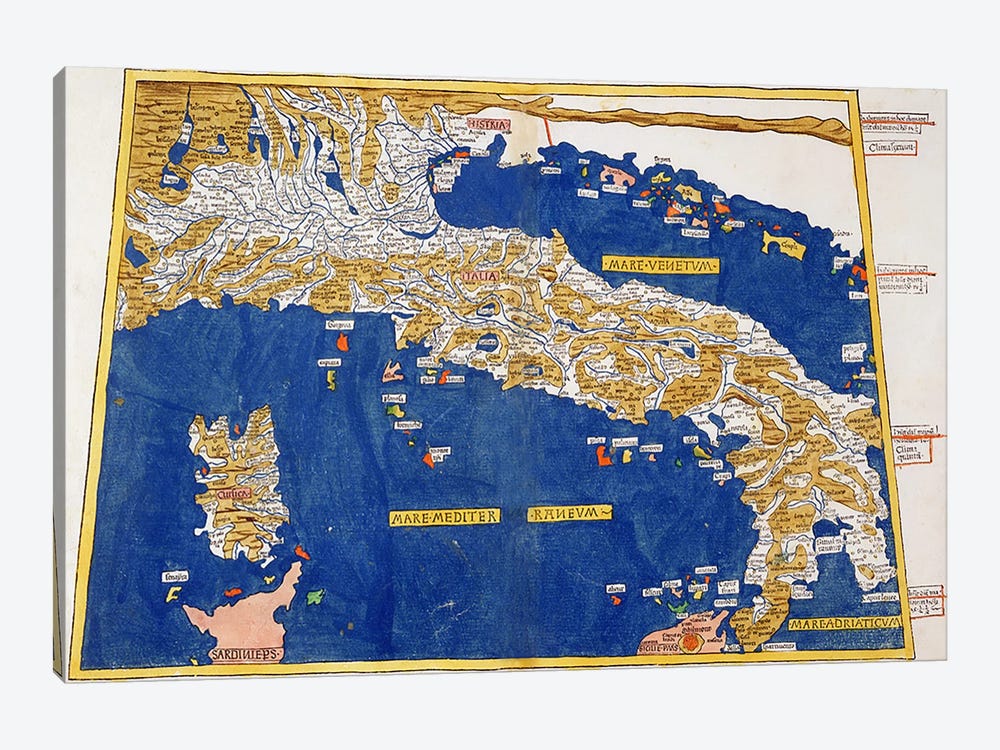 Ptolemaic Map of Italy, 1482  by Nicolaus Germanus 1-piece Canvas Art