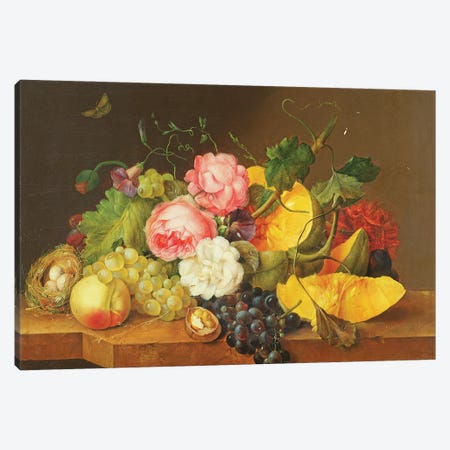 Still life with Flowers and Fruit, 1821  Canvas Print #BMN2854} by Franz Xavier Petter Canvas Artwork