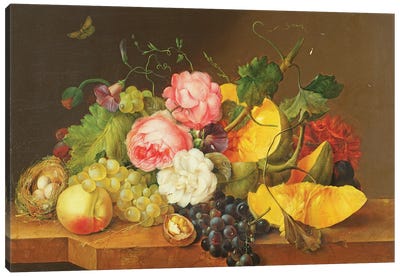 Still life with Flowers and Fruit, 1821  Canvas Art Print