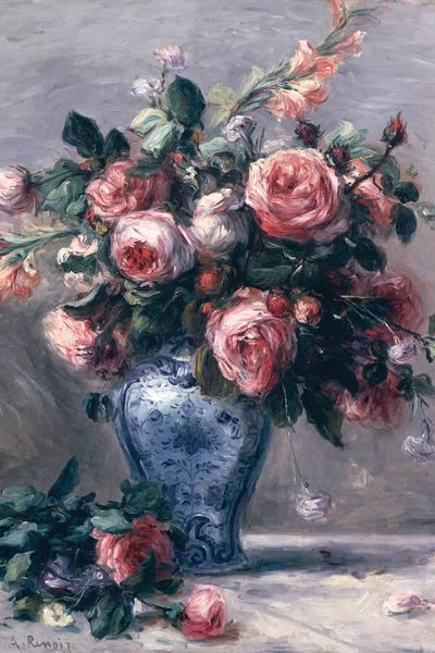 Pierre-Auguste Renoir: Vase of Roses  by Pierre-Auguste Renoir