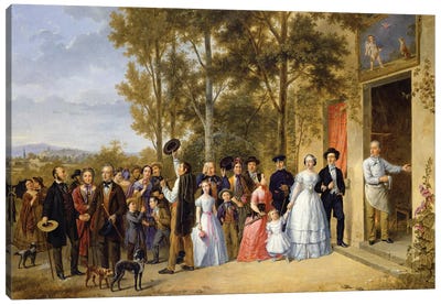 A Wedding at the Coeur Volant, Louveciennes, c.1850  Canvas Art Print - French School