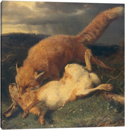 Fox and Hare, 1866  Canvas Art Print