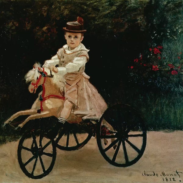 Bicycles: Jean Monet on his Hobby Horse, 1872  by Claude Monet