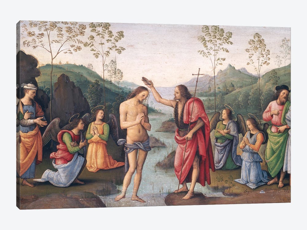 The Baptism of Christ, from the Convent of San Pietro, Perugia, 1496-98  1-piece Canvas Art Print