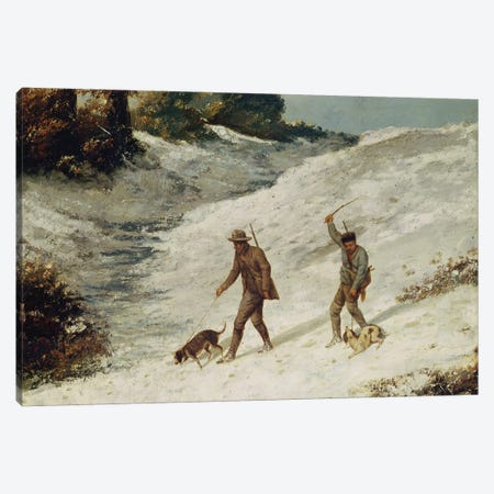 Hunters in the Snow or The Poachers  Canvas Print #BMN2965} by Gustave Courbet Canvas Wall Art