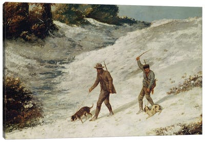 Hunters in the Snow or The Poachers  Canvas Art Print - Gustave Courbet